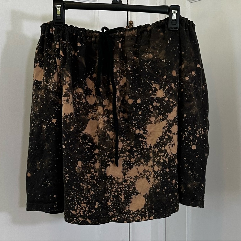 NWOT Handmade Skirt Bleach Dyed Draw-String